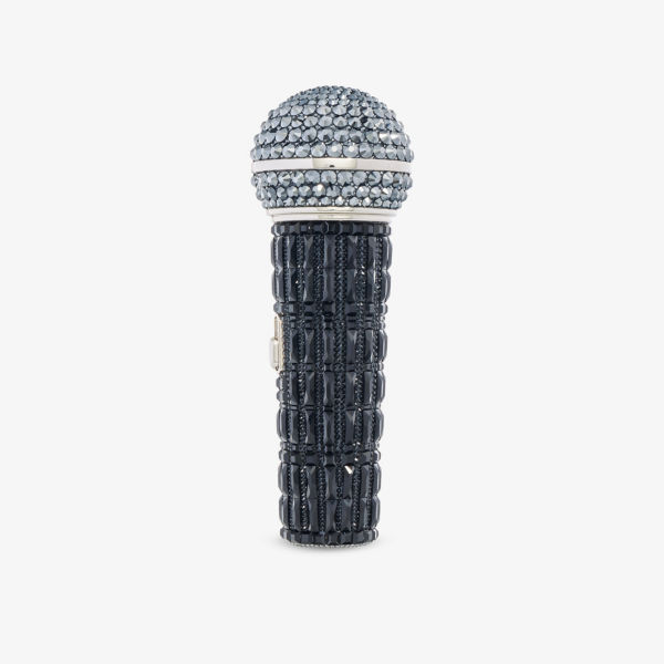 Серебристый металлический клатч hot mic, украшенный кристаллами Judith Leiber Couture, серебряный