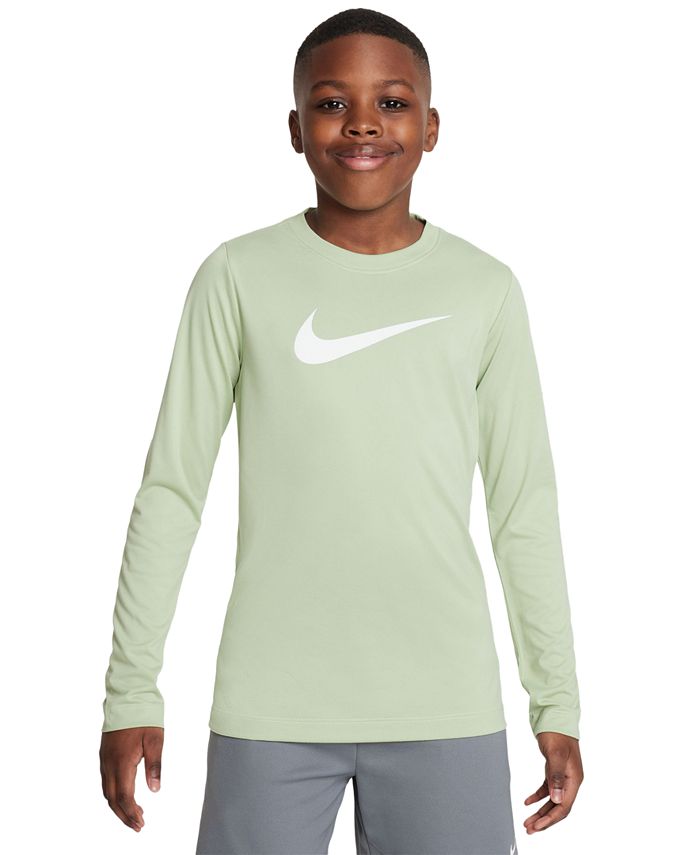 

Тренировочная футболка с длинными рукавами и логотипом Big Kids Dri-FIT Legend Nike, зеленый