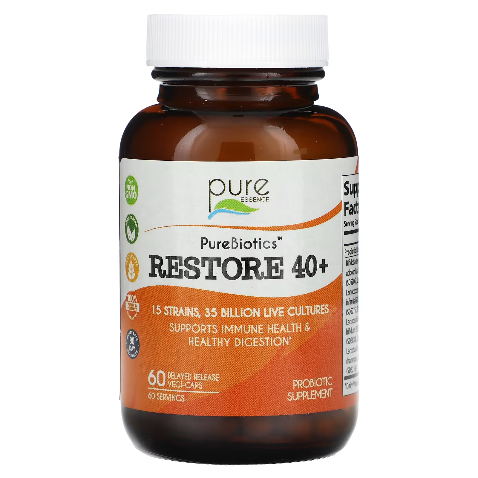 

Пищевая добавка Pure Essence PureBiotics Restore с пробиотиком, 60 растительных капсул