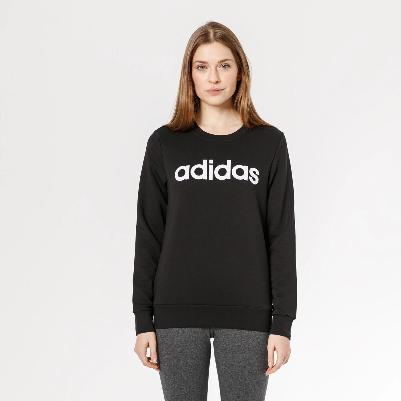 Свитшот Adidas с логотипом, черный черная сумка тоут adidas linear essentials adidas performance