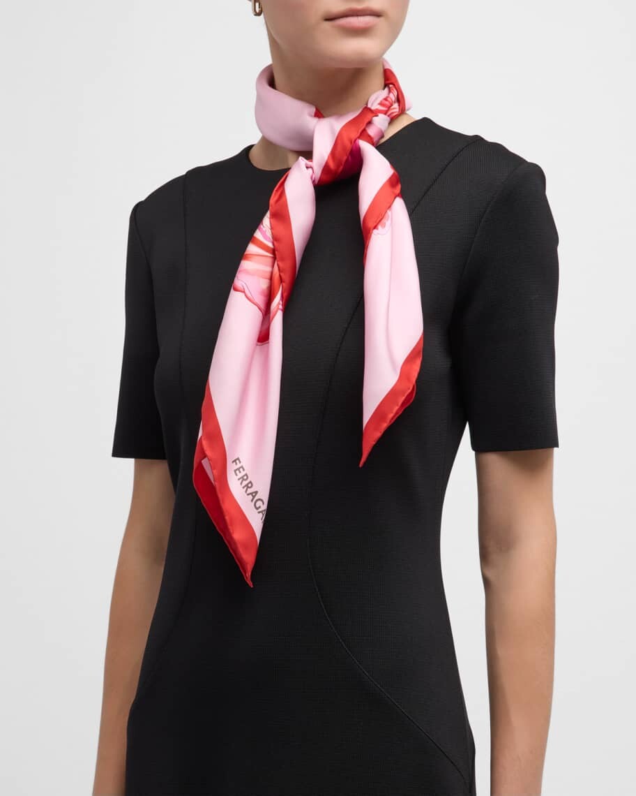 

Шелковый шарф Fo Tulipbollrosaros Ferragamo