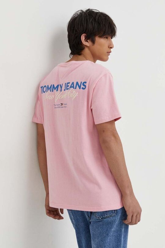 

Хлопковая футболка Tommy Jeans, розовый