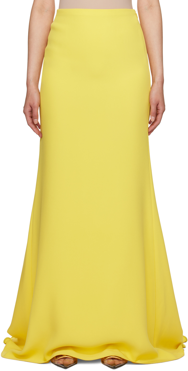 Желтая расклешенная длинная юбка Valentino