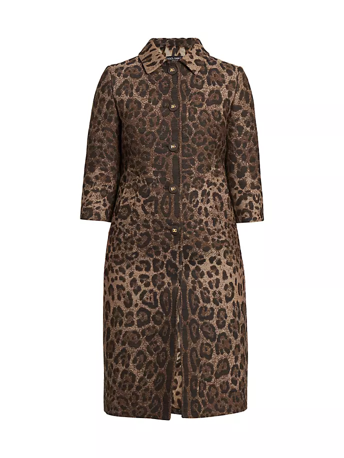 Жаккардовое пальто из смесовой шерсти Dolce&Gabbana, леопард