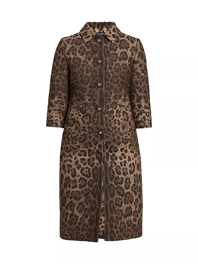 

Жаккардовое пальто из смесовой шерсти Dolce&Gabbana, леопард