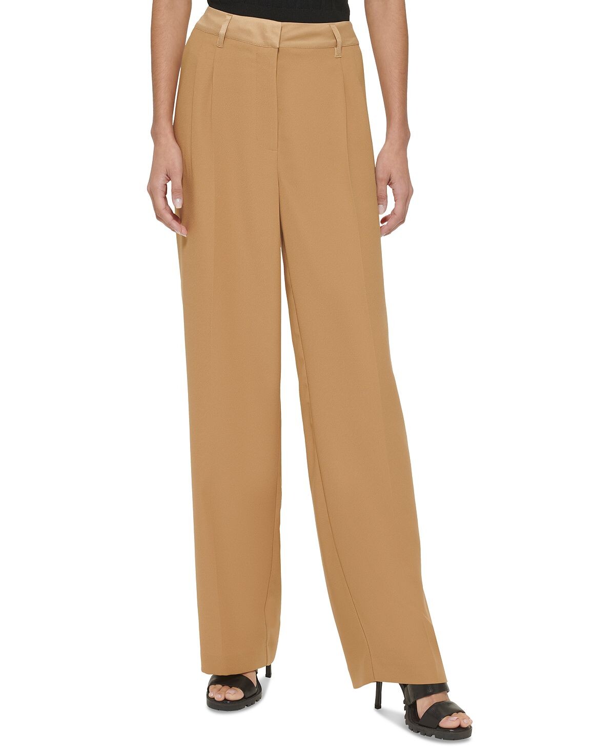 

Женские широкие брюки смешанной техники DKNY