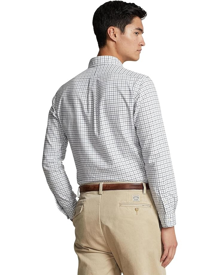 

Рубашка Polo Ralph Lauren Classic Fit Tattersall Oxford Short Sleeve Shirt, цвет Grey Heather/White
