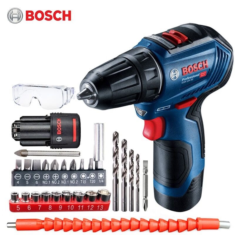 Аккумуляторная дрель Bosch GSR12V-30 с набором насадок