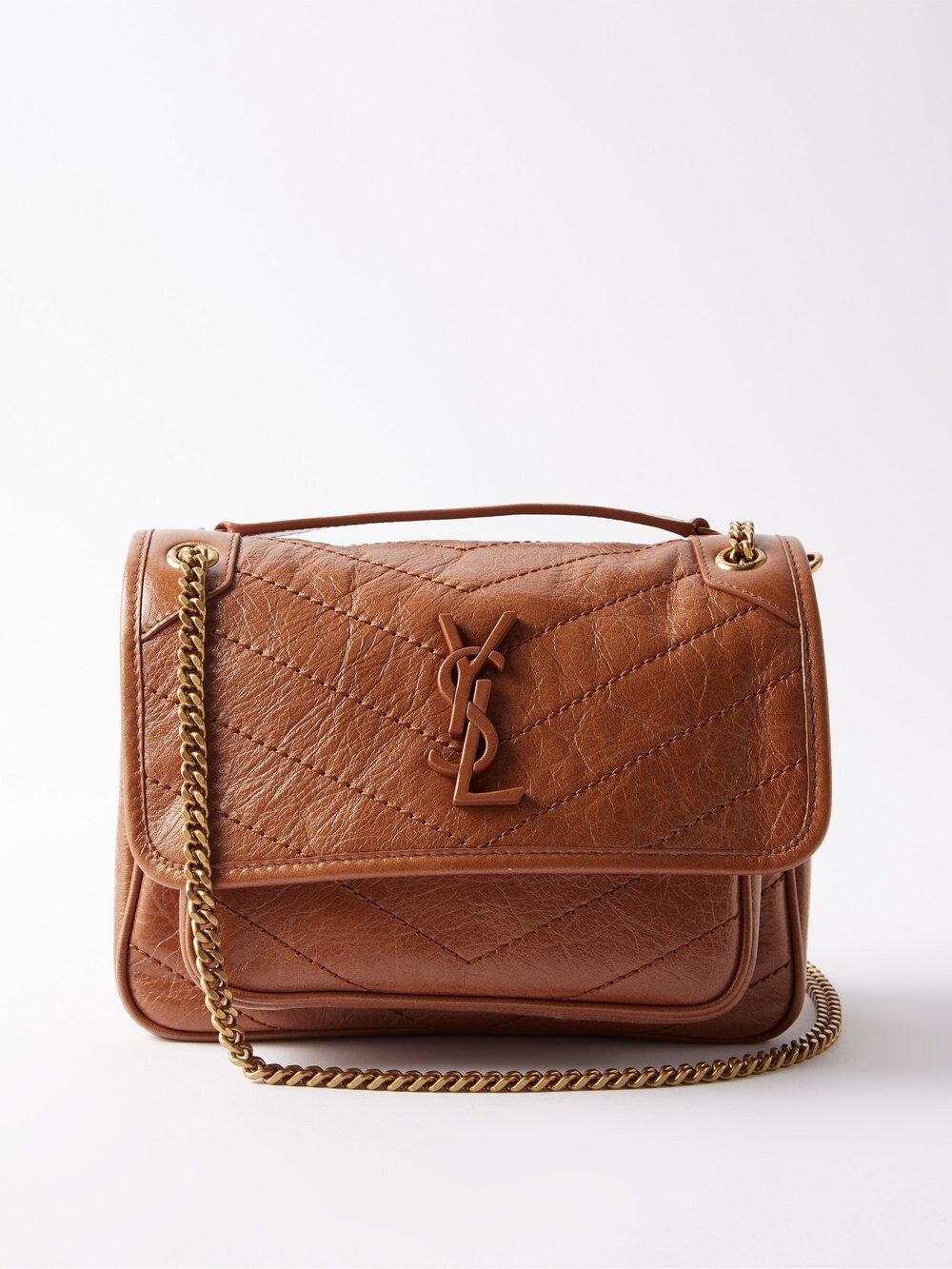 

Сумка через плечо baby niki из мятой кожи Saint Laurent, коричневый