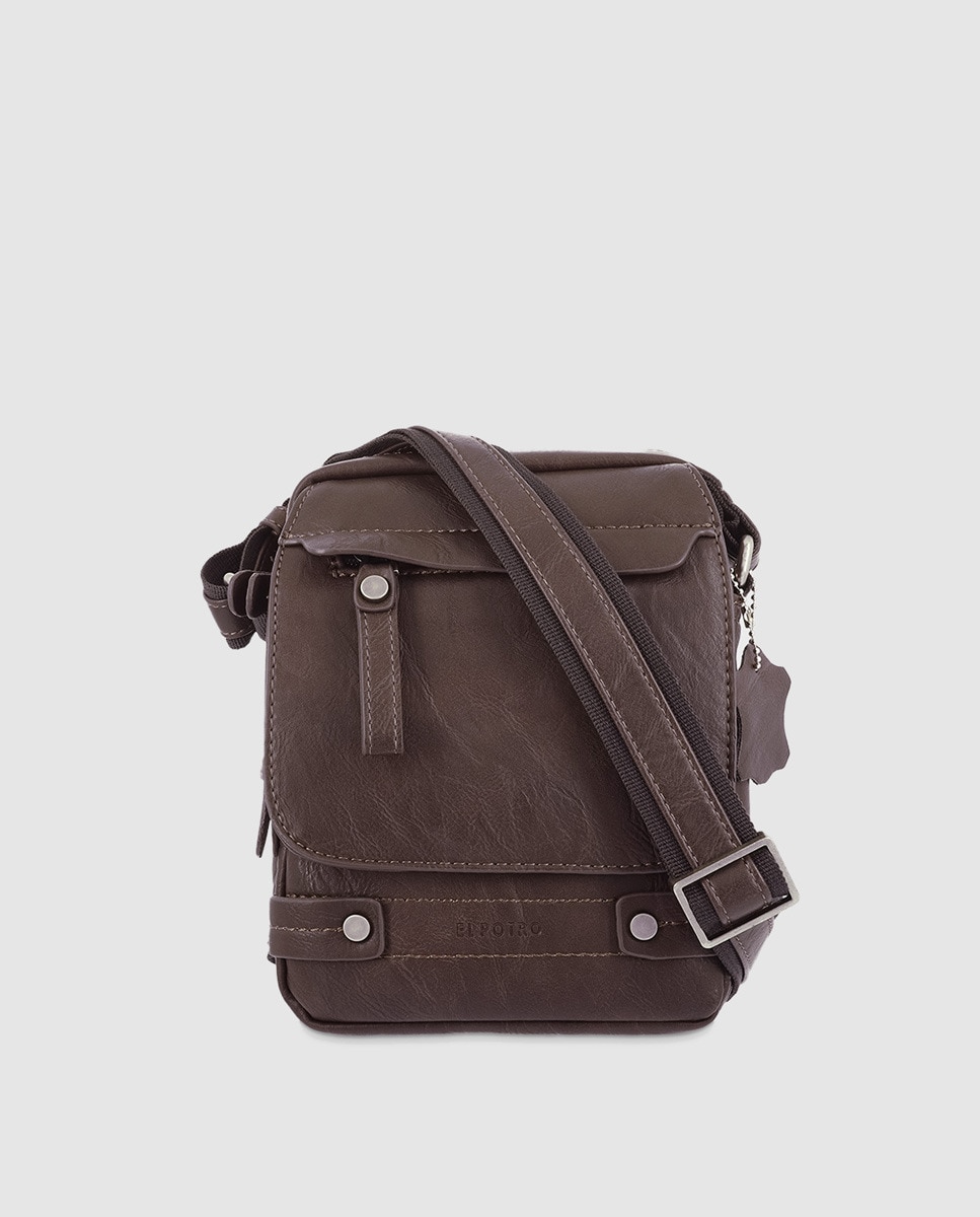 Средняя темно-коричневая сумка через плечо из плотной ткани El Potro, темно коричневый коричневая сумка для мобильного телефона черный