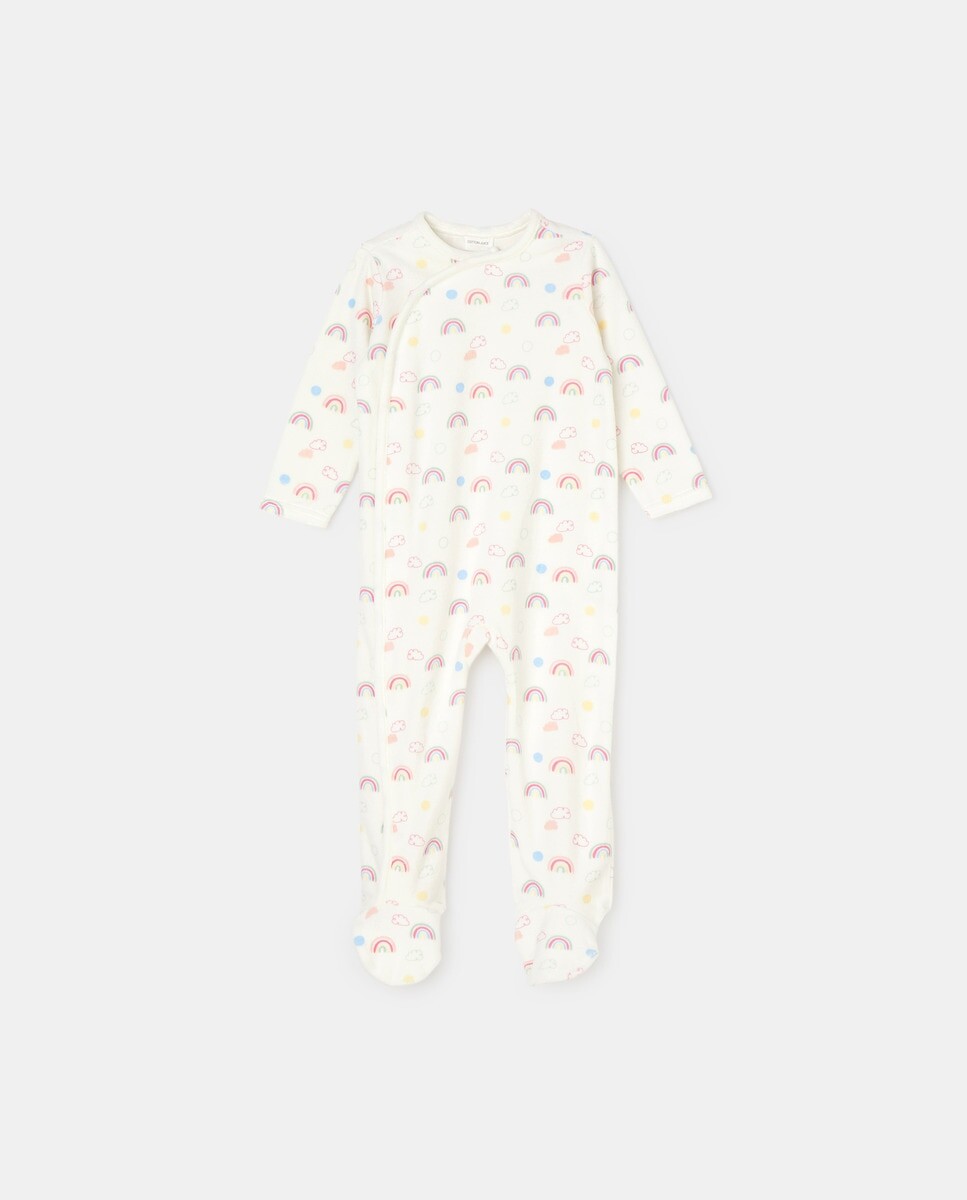 

Длинный комбинезон для девочки с радужным принтом Cotton Juice, белый