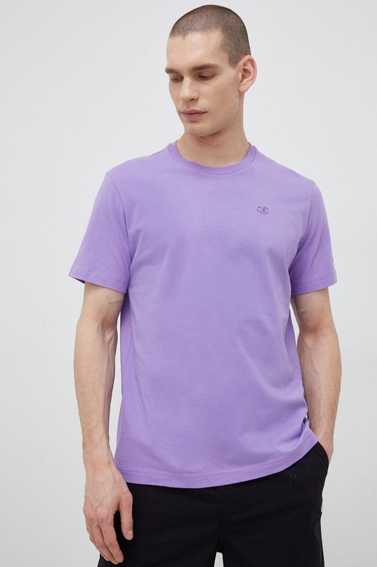 Хлопковая футболка Champion, фиолетовый