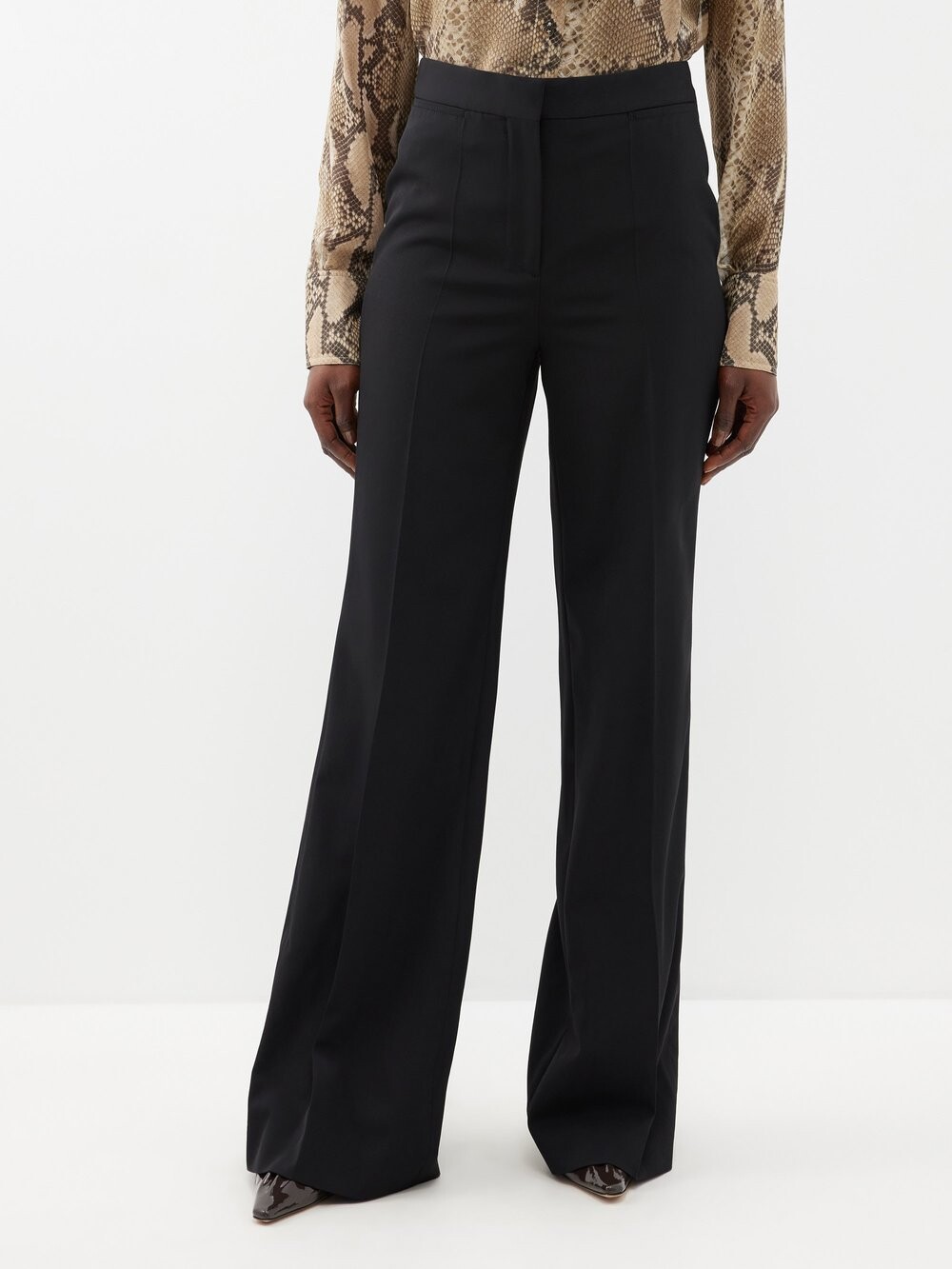 

Расклешенные брюки из смесовой шерсти Stella McCartney, черный