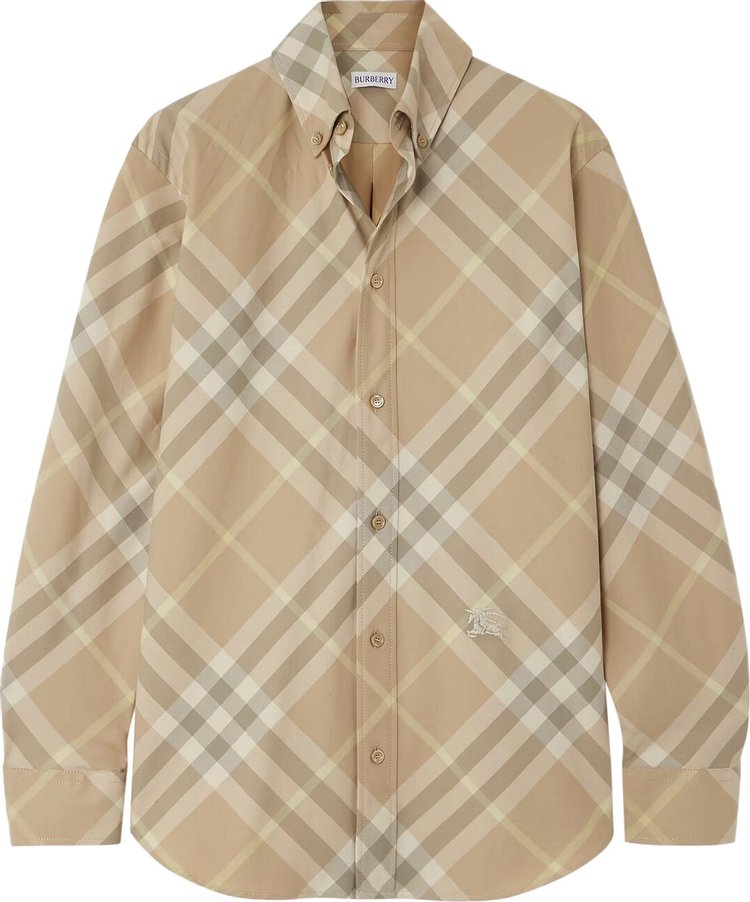 Рубашка Burberry Long-Sleeve 'Flax Check', загар