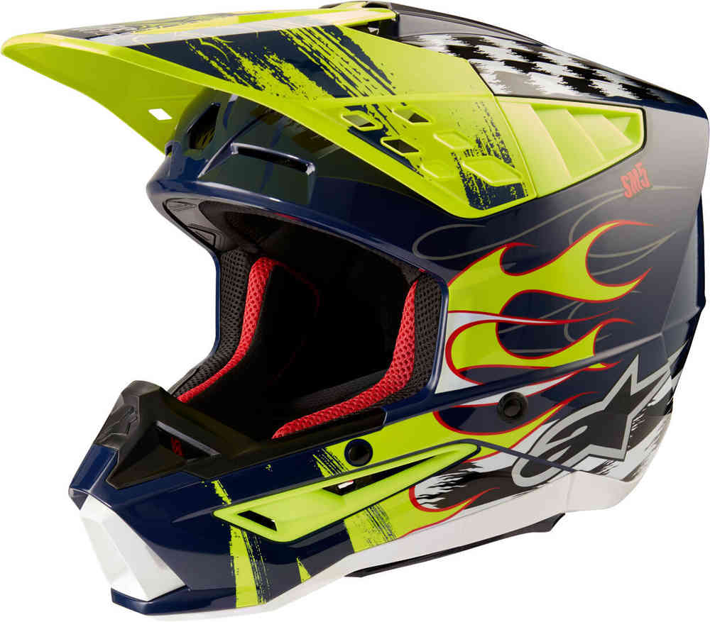 цена S-M5 Rash Шлем для мотокросса Alpinestars, синий/желтый