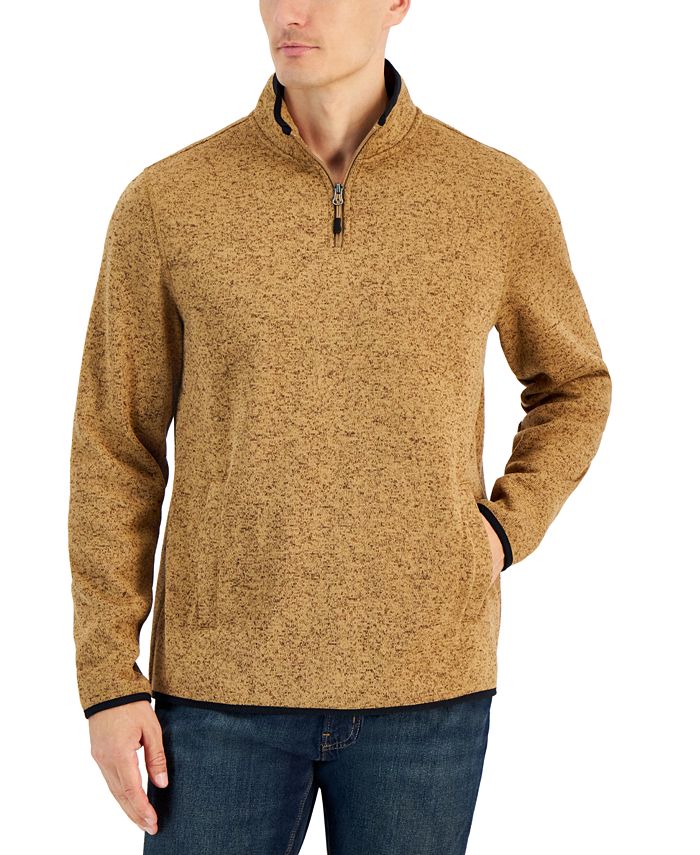 Мужской флисовый свитер с молнией в четверть Club Room, коричневый