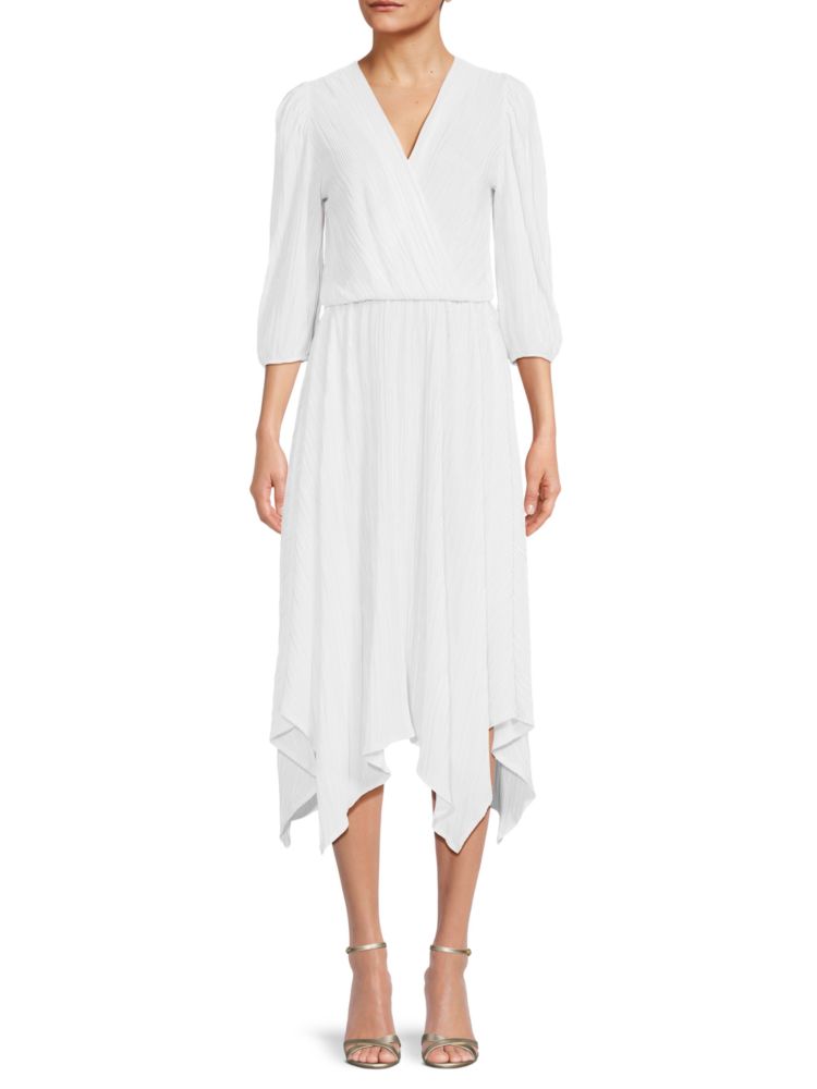 Плиссированное асимметричное платье миди Renee C., белый