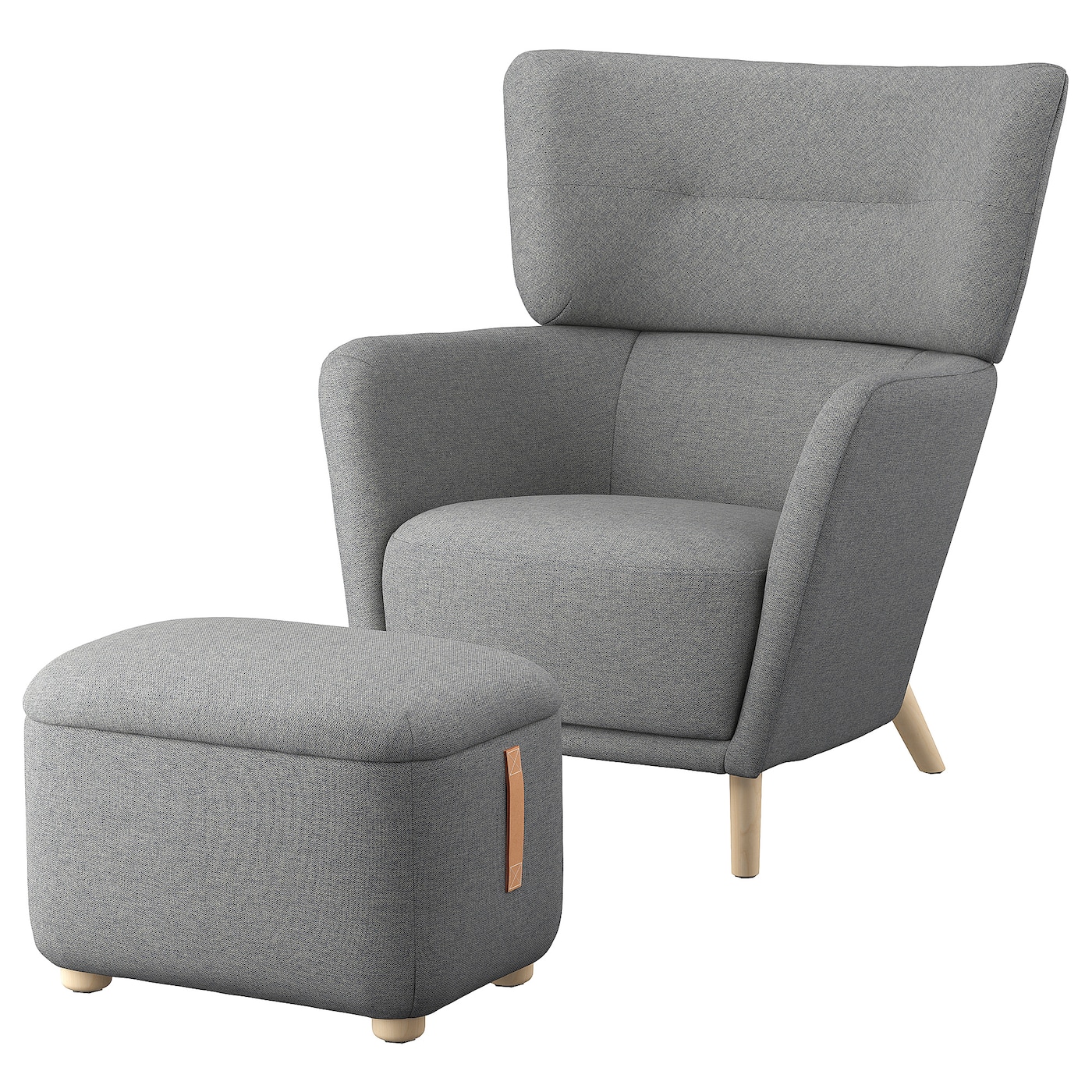 ОСКАРШАМН Кресло и подставка для ног, Тибблби бежевый/серый OSKARSHAMN IKEA