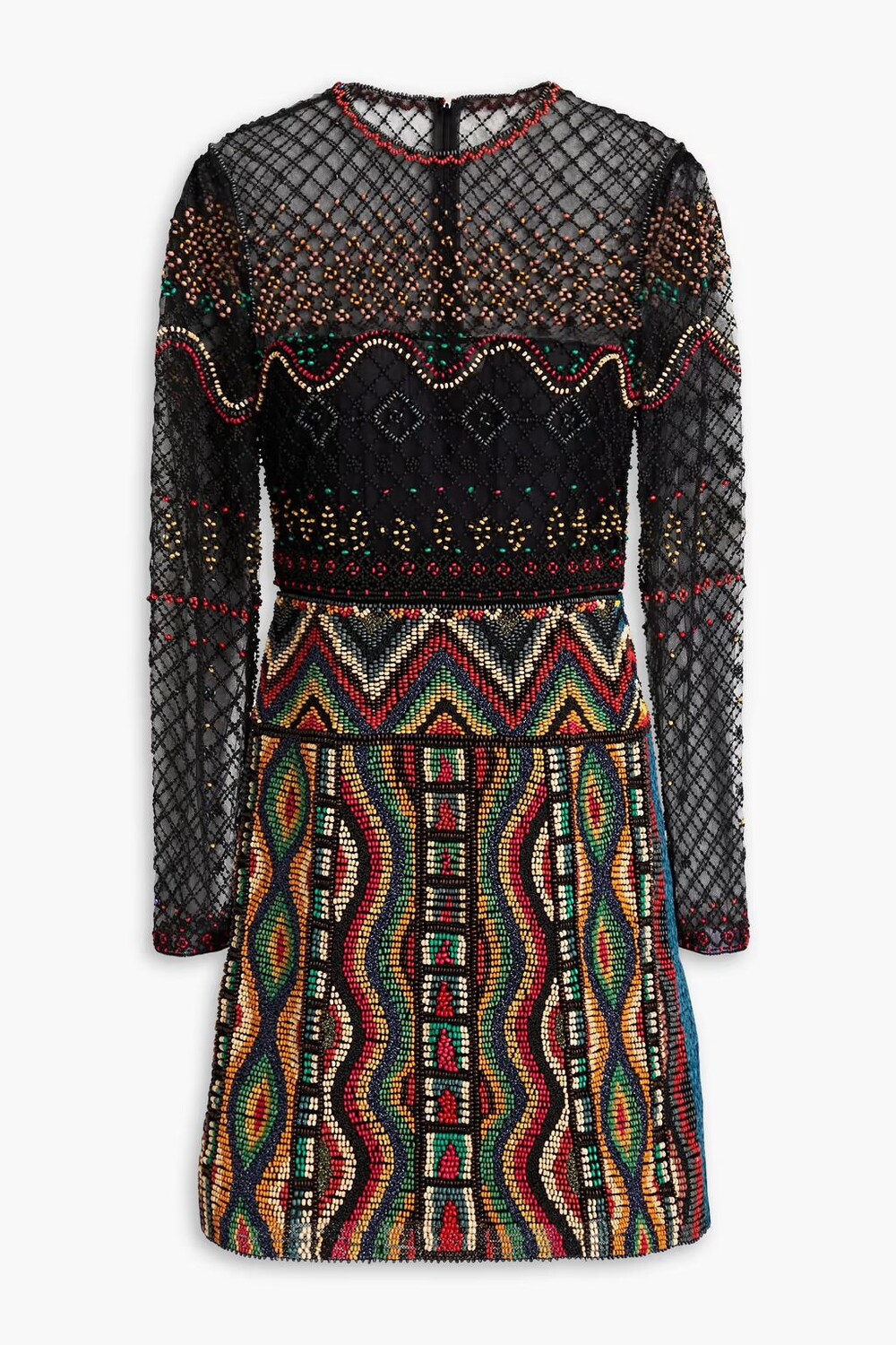 

Платье мини из тюля с металлизированной отделкой и бисером Valentino Garavani, черный