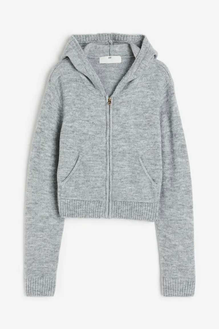 

Трикотажная толстовка на молнии H&M, серый