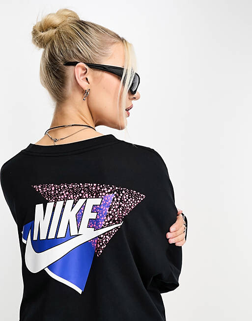 

Черная футболка с длинными рукавами и принтом на спине Nike Vintage, Черный