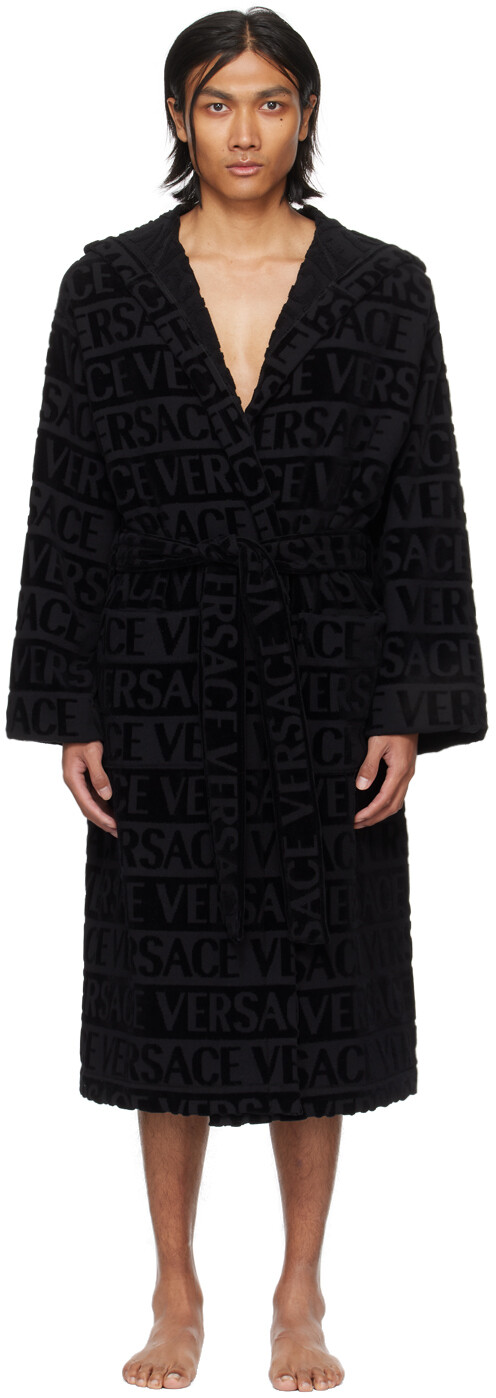 

Черный сплошной халат Versace Underwear, цвет Black