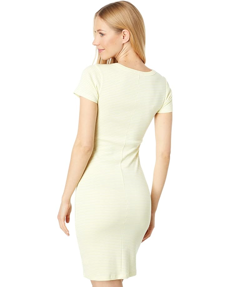 Платье Three Dots Short Sleeve Crew Neck Dress, цвет Yellow Pear/White