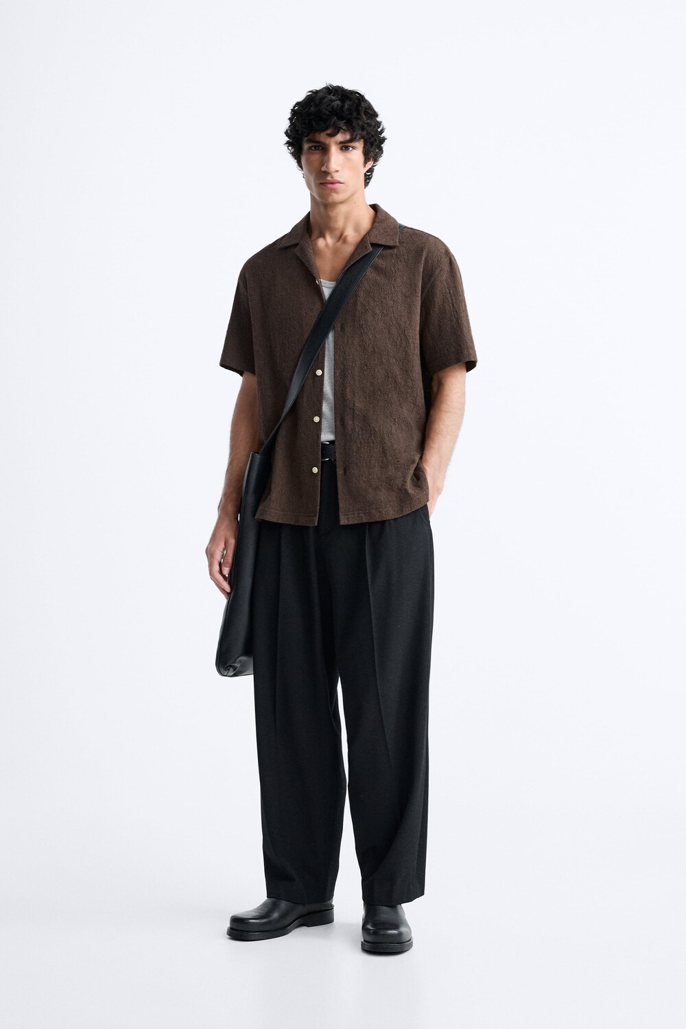 

Жаккардовая рубашка Zara, браун