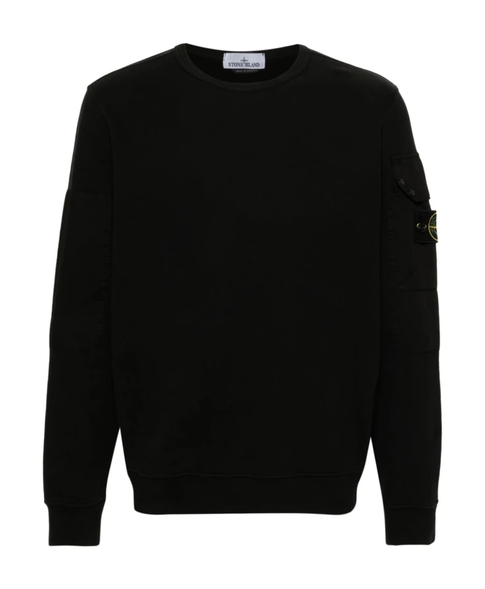 

Хлопковый свитер с круглым вырезом Stone Island, черный