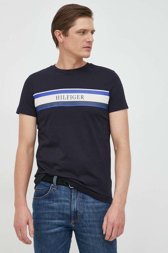 

Хлопковая футболка Tommy Hilfiger, темно-синий