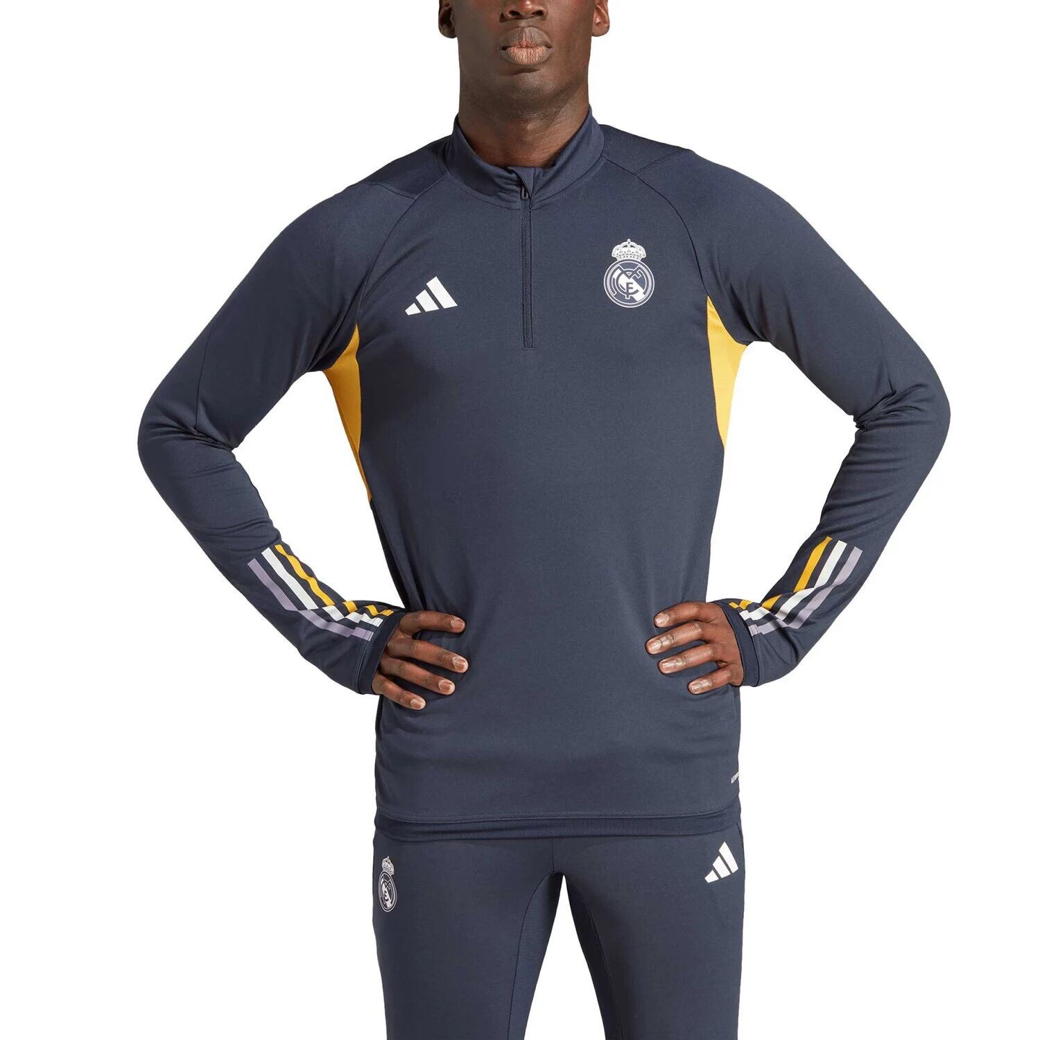 

Мужская темно-синяя футболка с молнией четверти AEROREADY Training Real Madrid adidas, Синий