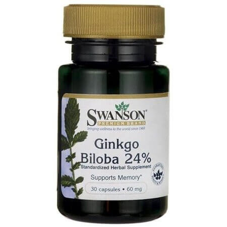 Swanson, Экстракт гинкго билоба, пищевая добавка, 30 капсул swanson экстракт гинкго билоба 120 мг 100 вегетарианских капсул