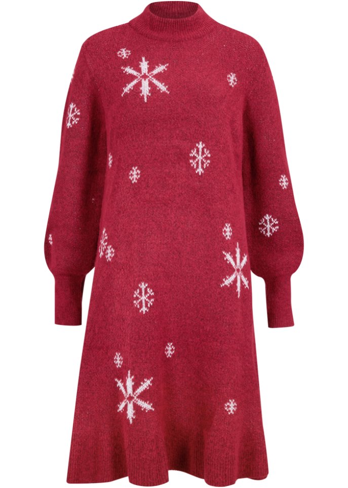 Вязаное платье со снежинками Bpc Bonprix Collection толстовка оверсайз с разрезом bpc bonprix collection