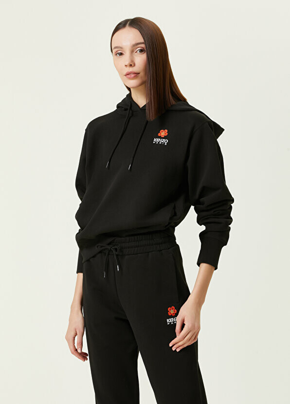 

Черный свитшот с капюшоном и логотипом Kenzo