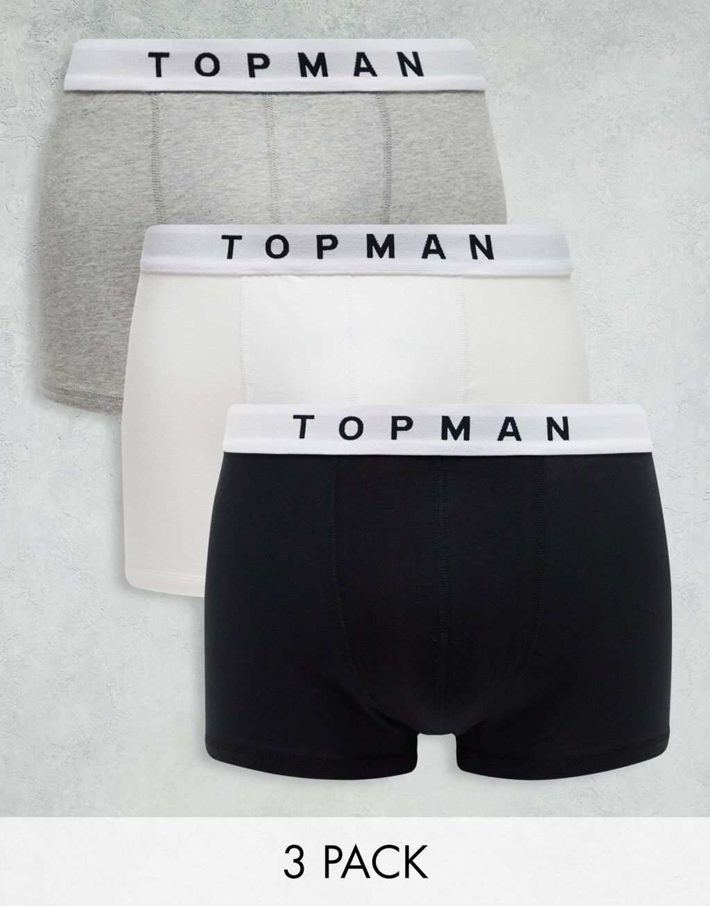 

Комплект из трех плавок Topman черного, белого и серого цвета с белыми поясами