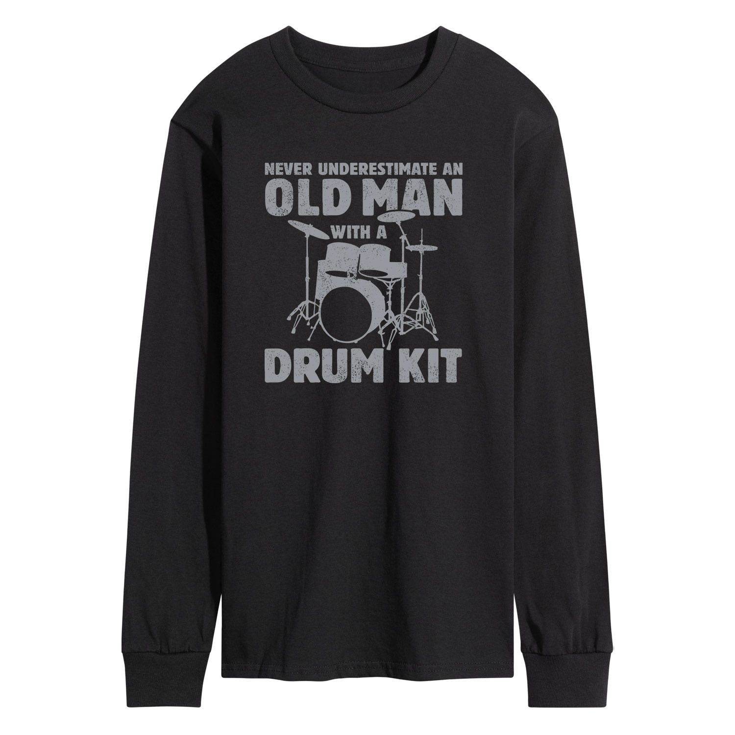 Мужская футболка с длинными рукавами и рисунком «Никогда не недооценивайте барабанную установку Old Man» Licensed Character