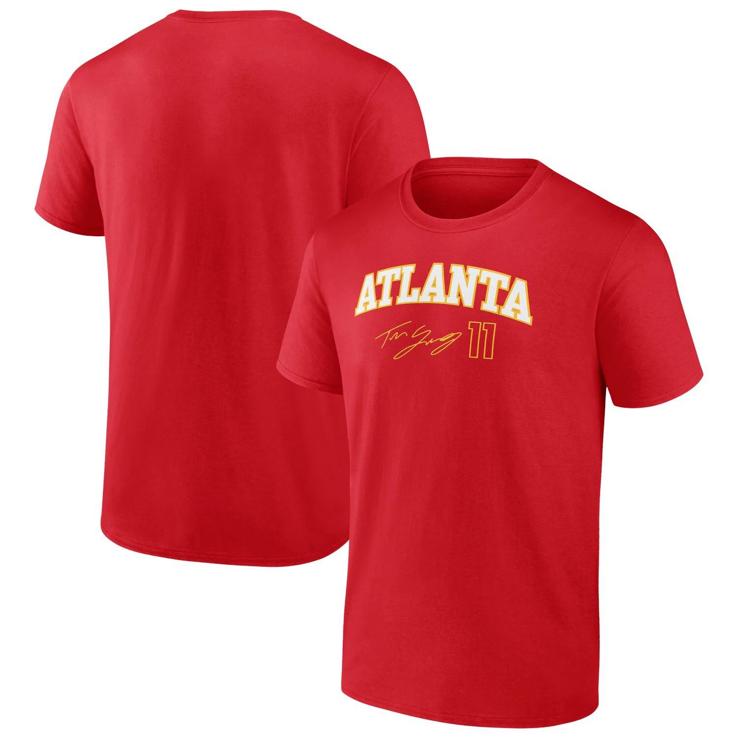 Мужская красная футболка с именем и номером Trae Young Atlanta Hawks Fanatics