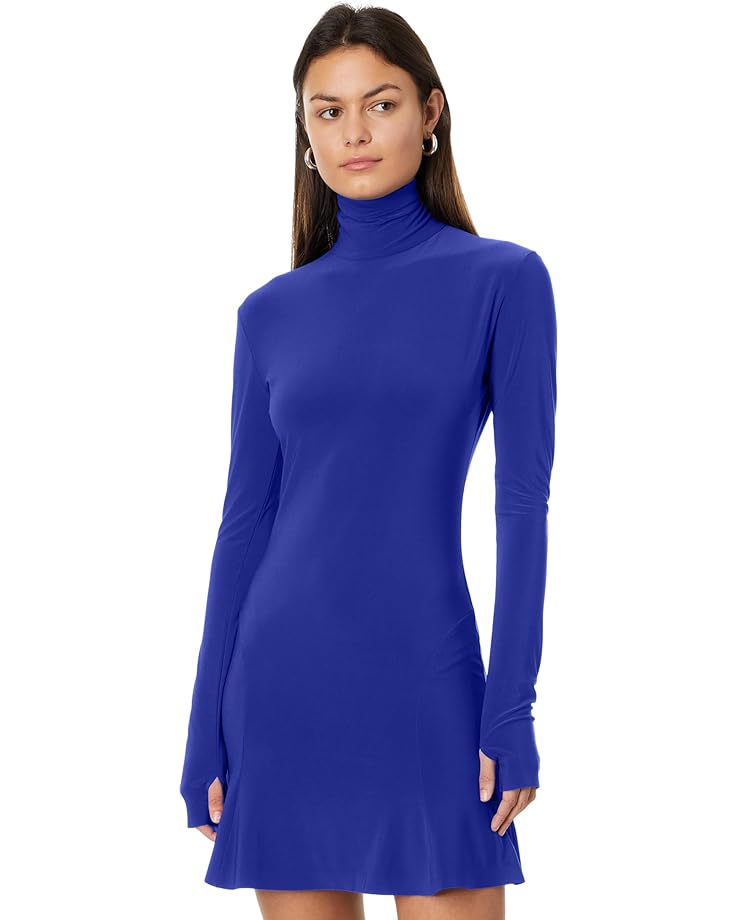 Платье Norma Kamali Long Sleeve Turtle Fishtail Mini, синий