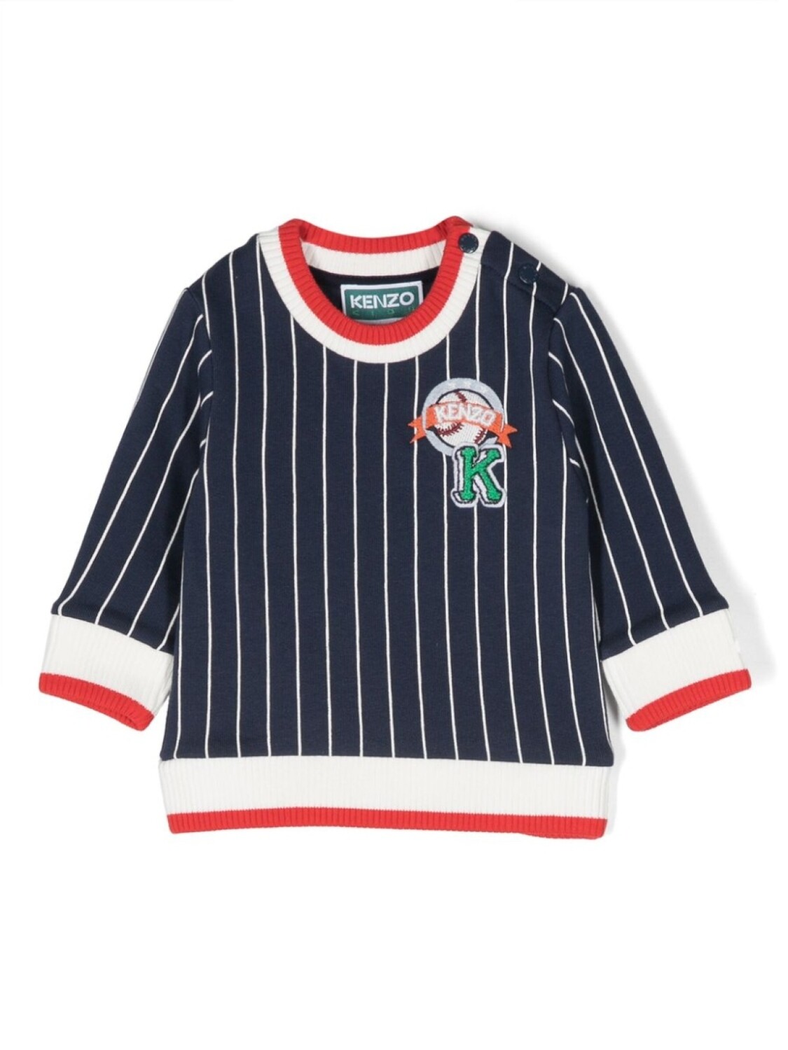 

Kenzo Kids толстовка в полоску с вышитым логотипом, синий