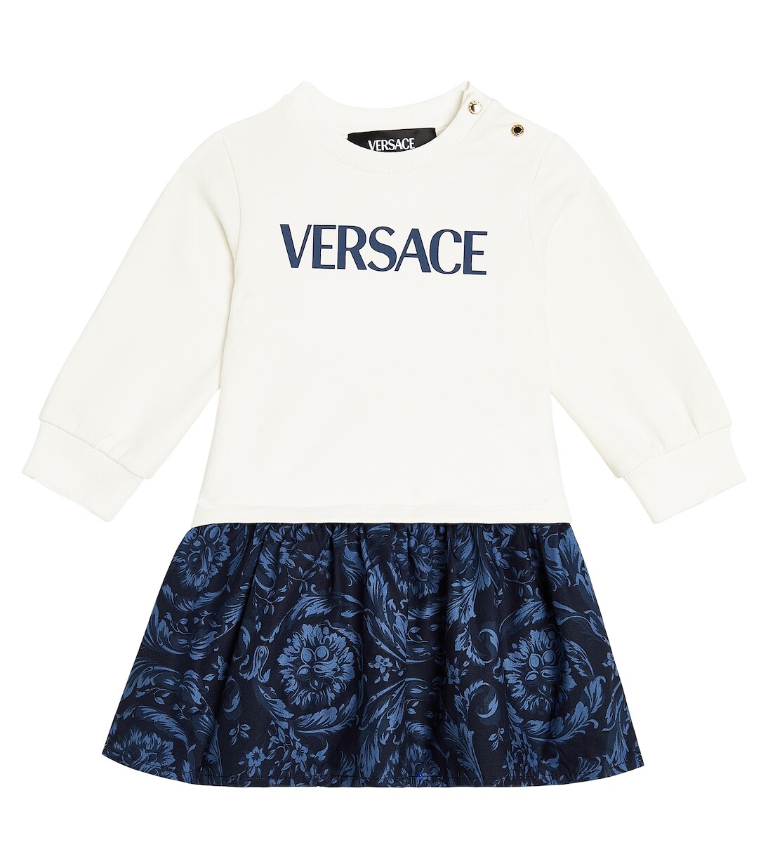 

Платье из смесового хлопка с логотипом baby Versace Kids, мультиколор