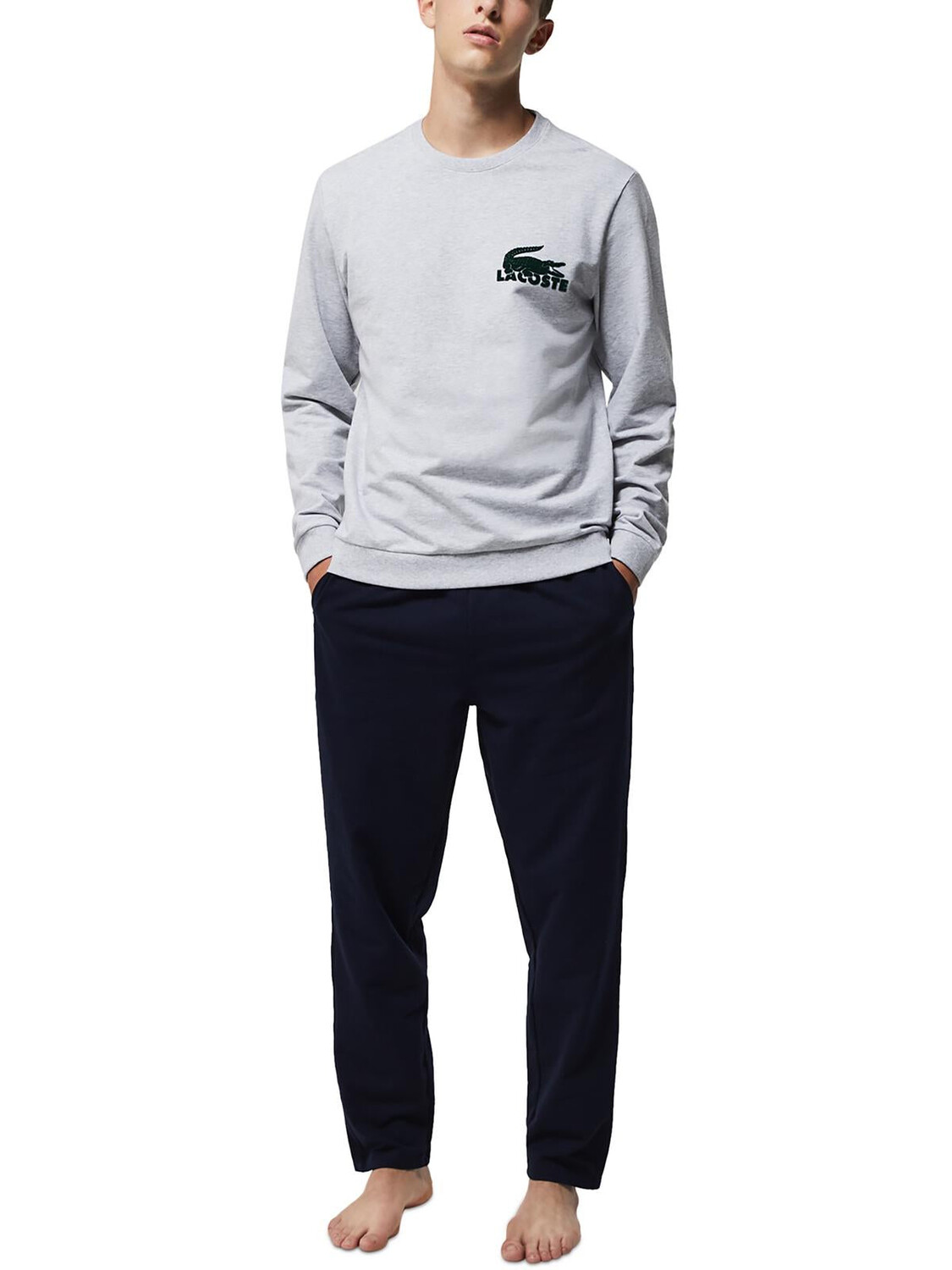 

Мужской пуловер с логотипом Lacoste, цвет Grey Chine/Green