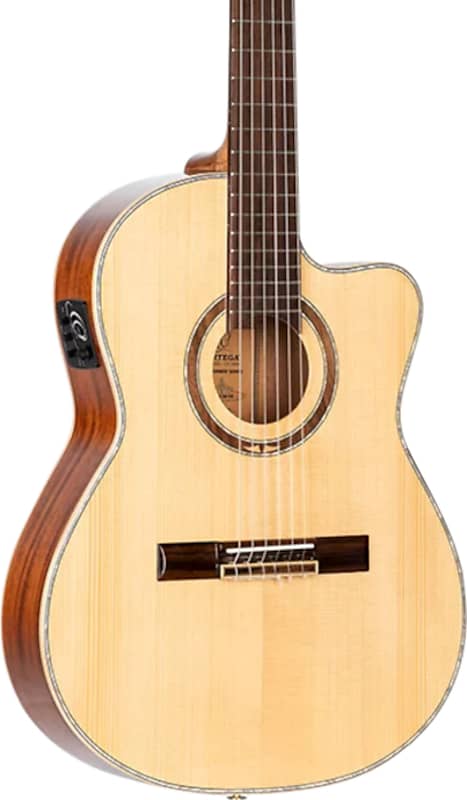 Акустическая гитара Ortega RCE138-T4 Thinline Acoustic-Electric Classical Guitar, Natural w/ Bag