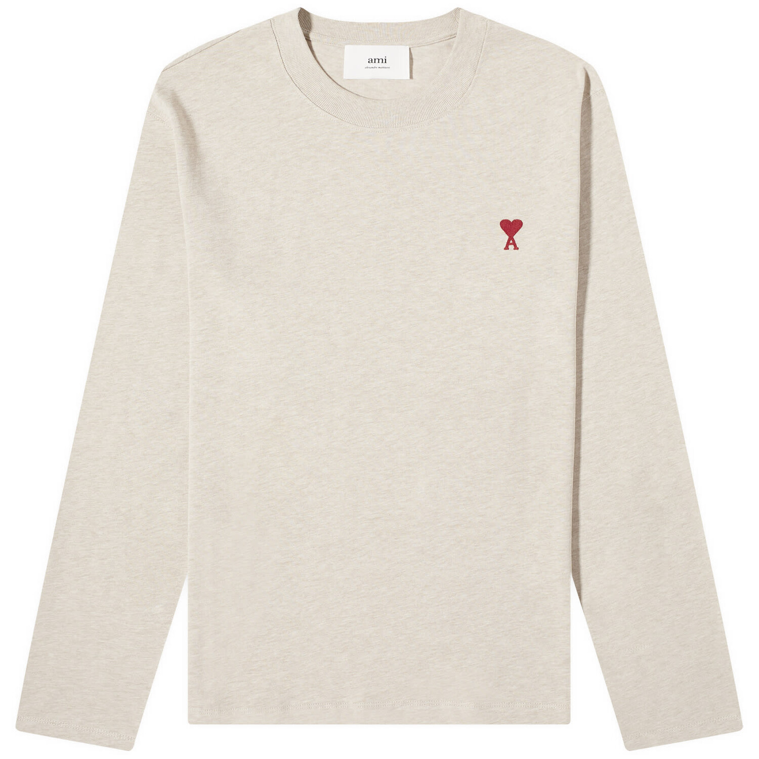 

Лонгслив Ami Paris Long Sleeve Small A Heart T-Shirt, цвет Heather Light Beige