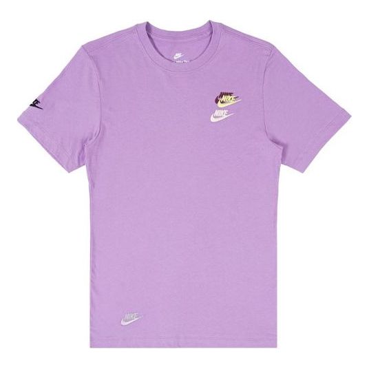 

Футболка Men's Nike Casual Sports Logo Embroidered Round Neck Short Sleeve Purple T-Shirt, мультиколор