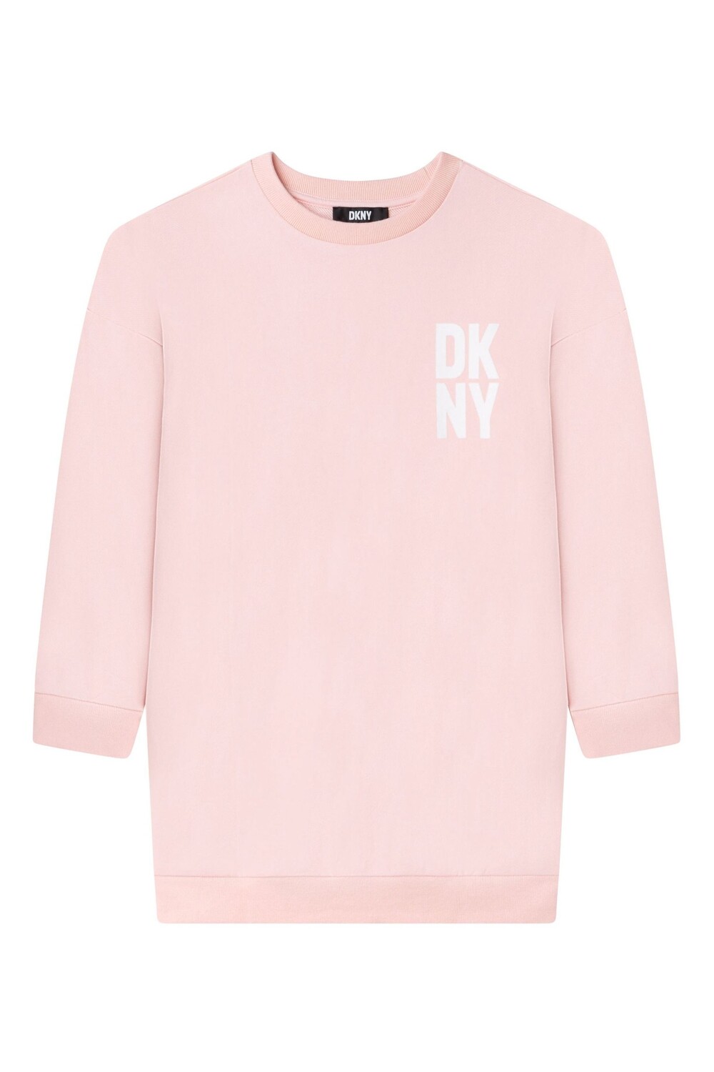

Светло-розовое платье с длинными рукавами и логотипом DKNY, розовый