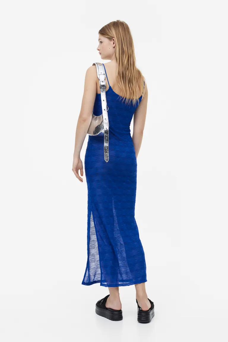 

Длинное платье из тисненого трикотажа H&M, синий