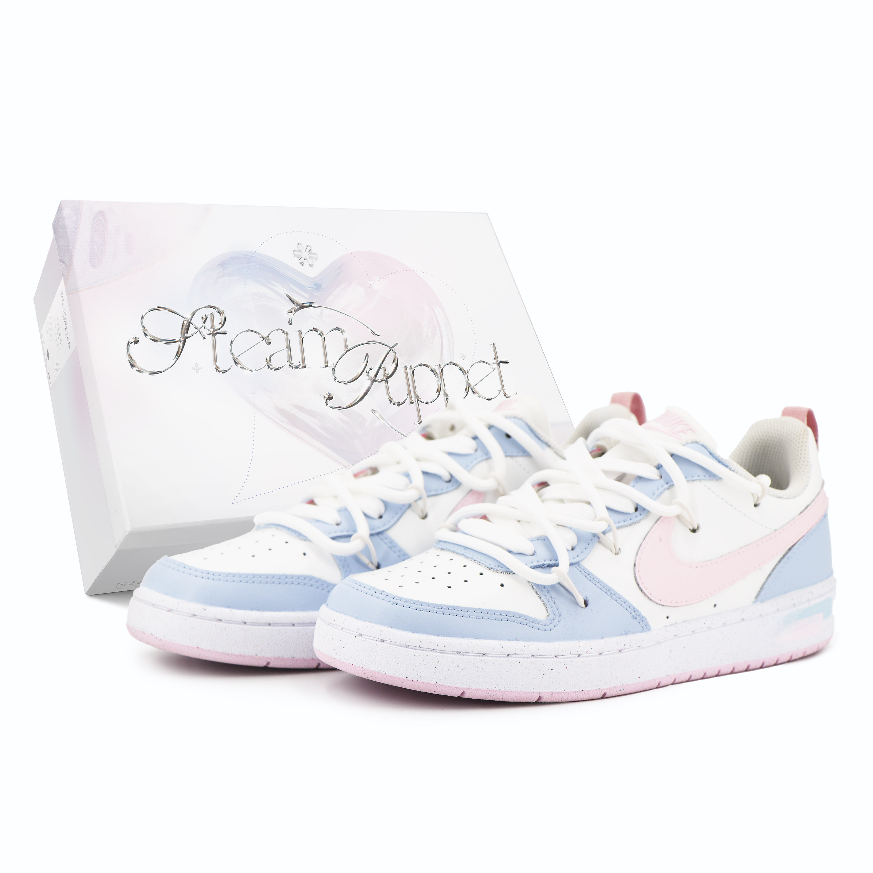 

Кроссовки Nike Court Borough Skateboarding Shoes Women's Low-top White/pink/blue, цвет Summer three points