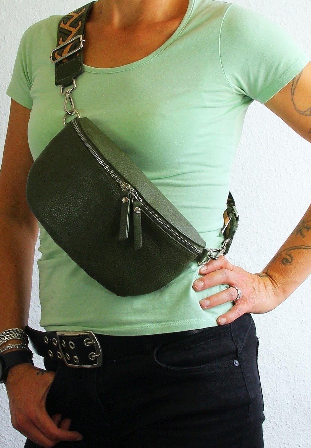 Поясная сумка Drachenleder, цвет grün mehrfarbig фото