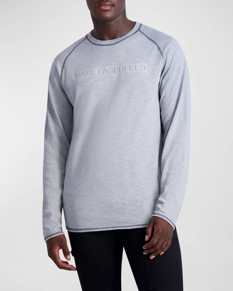 

Мужская футболка с тисненым логотипом Slub Raglan Karl Lagerfeld Paris, Серый