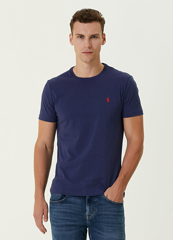 

Темно-синяя футболка с вышитым логотипом Polo Ralph Lauren, Синий